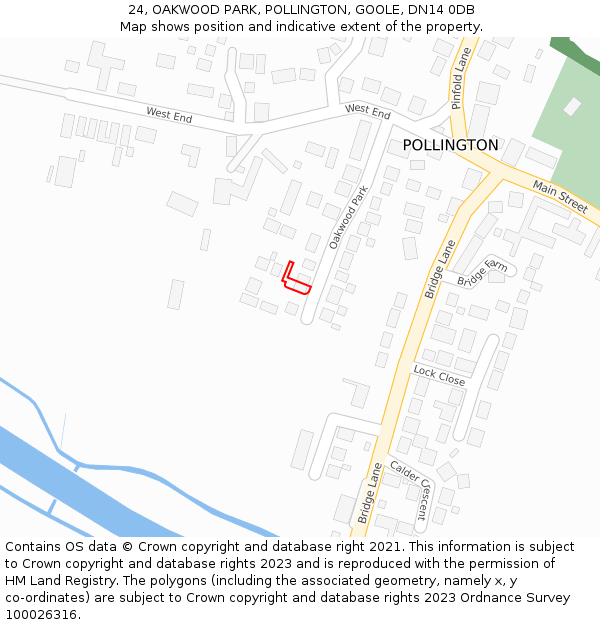 24, OAKWOOD PARK, POLLINGTON, GOOLE, DN14 0DB: Location map and indicative extent of plot