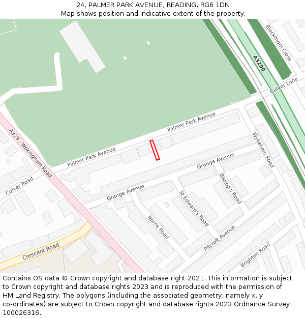24, PALMER PARK AVENUE, READING, RG6 1DN: Location map and indicative extent of plot