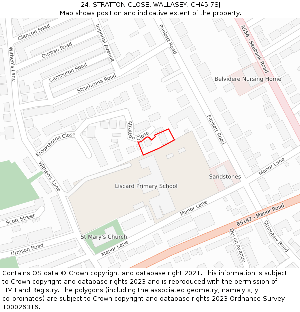 24, STRATTON CLOSE, WALLASEY, CH45 7SJ: Location map and indicative extent of plot
