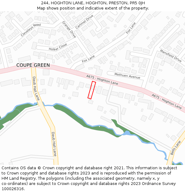 244, HOGHTON LANE, HOGHTON, PRESTON, PR5 0JH: Location map and indicative extent of plot