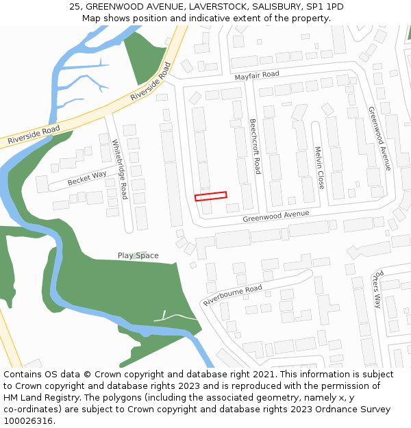 25, GREENWOOD AVENUE, LAVERSTOCK, SALISBURY, SP1 1PD: Location map and indicative extent of plot