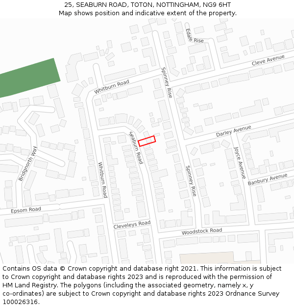 25, SEABURN ROAD, TOTON, NOTTINGHAM, NG9 6HT: Location map and indicative extent of plot