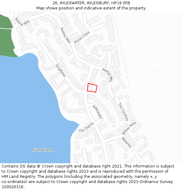 26, AYLESWATER, AYLESBURY, HP19 0FB: Location map and indicative extent of plot