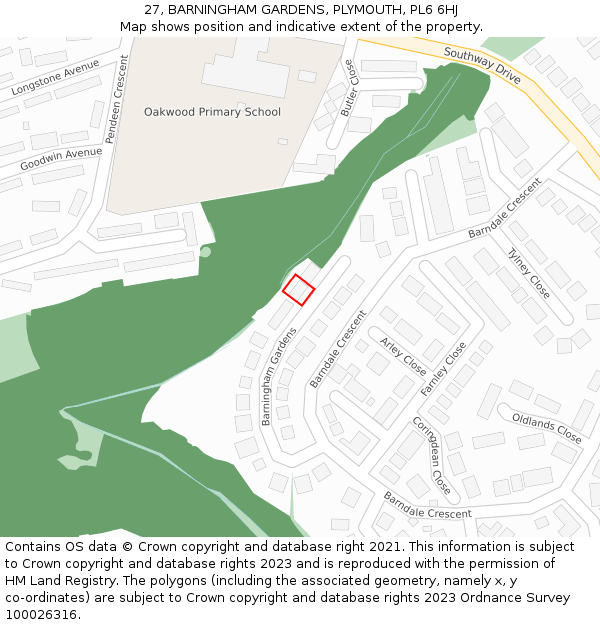 27, BARNINGHAM GARDENS, PLYMOUTH, PL6 6HJ: Location map and indicative extent of plot