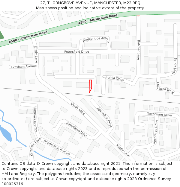 27, THORNGROVE AVENUE, MANCHESTER, M23 9PQ: Location map and indicative extent of plot
