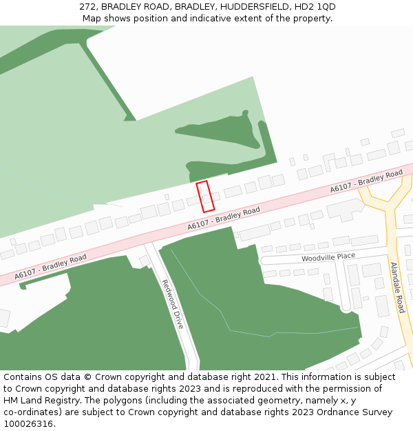 272, BRADLEY ROAD, BRADLEY, HUDDERSFIELD, HD2 1QD: Location map and indicative extent of plot