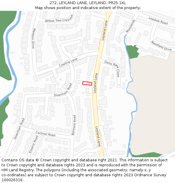 272, LEYLAND LANE, LEYLAND, PR25 1XL: Location map and indicative extent of plot