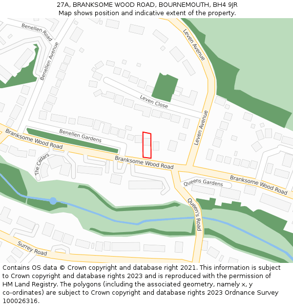 27A, BRANKSOME WOOD ROAD, BOURNEMOUTH, BH4 9JR: Location map and indicative extent of plot