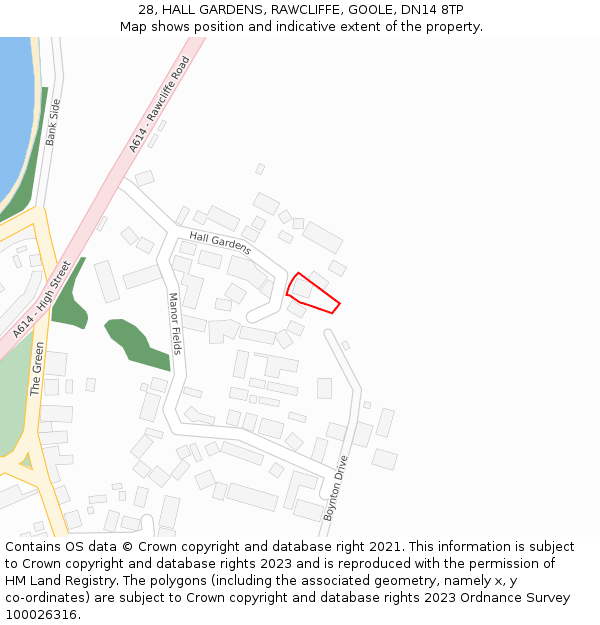 28, HALL GARDENS, RAWCLIFFE, GOOLE, DN14 8TP: Location map and indicative extent of plot