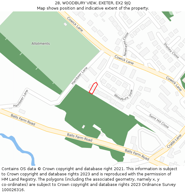 28, WOODBURY VIEW, EXETER, EX2 9JQ: Location map and indicative extent of plot