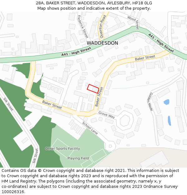 28A, BAKER STREET, WADDESDON, AYLESBURY, HP18 0LG: Location map and indicative extent of plot