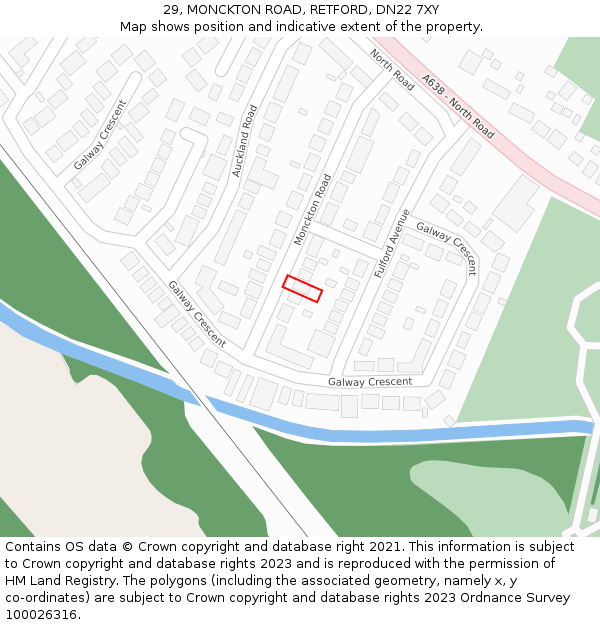 29, MONCKTON ROAD, RETFORD, DN22 7XY: Location map and indicative extent of plot