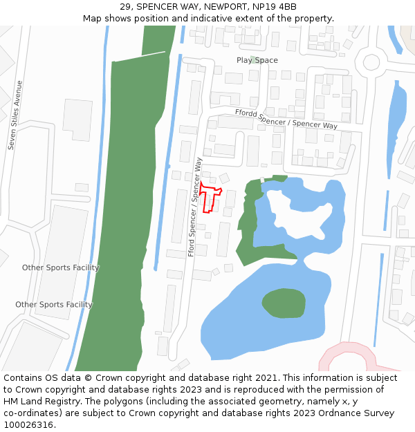 29, SPENCER WAY, NEWPORT, NP19 4BB: Location map and indicative extent of plot