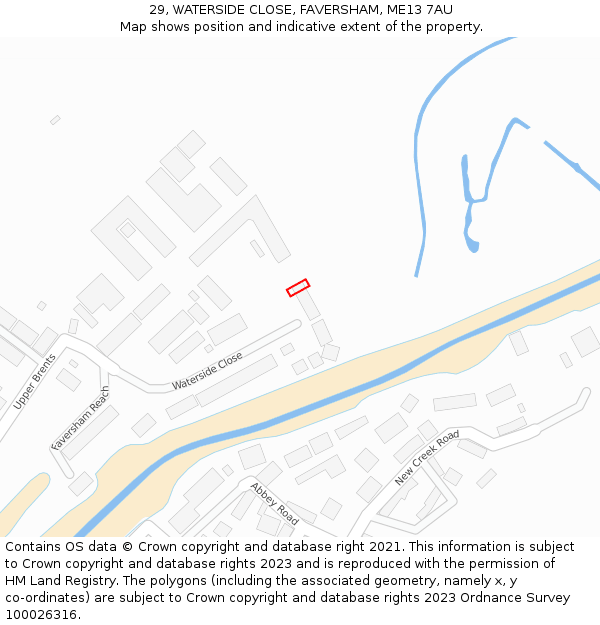 29, WATERSIDE CLOSE, FAVERSHAM, ME13 7AU: Location map and indicative extent of plot