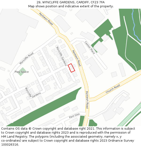 29, WYNCLIFFE GARDENS, CARDIFF, CF23 7FA: Location map and indicative extent of plot