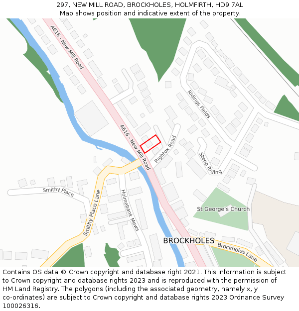 297, NEW MILL ROAD, BROCKHOLES, HOLMFIRTH, HD9 7AL: Location map and indicative extent of plot