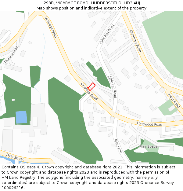 298B, VICARAGE ROAD, HUDDERSFIELD, HD3 4HJ: Location map and indicative extent of plot