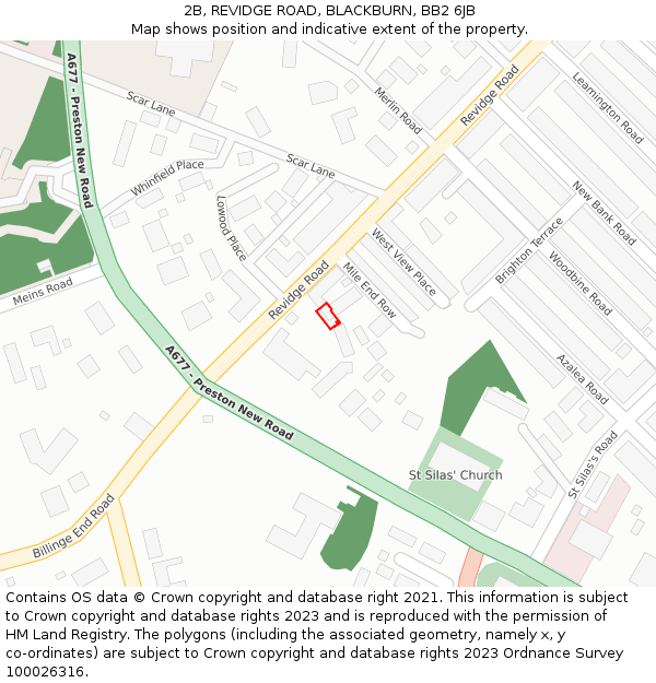 2B, REVIDGE ROAD, BLACKBURN, BB2 6JB: Location map and indicative extent of plot