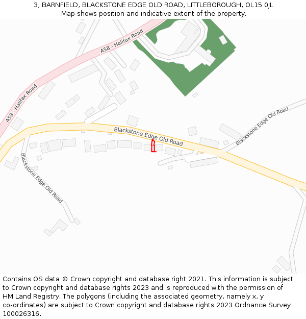 3, BARNFIELD, BLACKSTONE EDGE OLD ROAD, LITTLEBOROUGH, OL15 0JL: Location map and indicative extent of plot