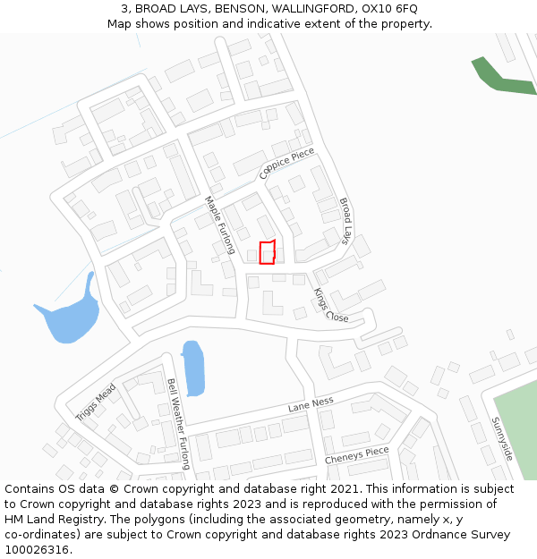 3, BROAD LAYS, BENSON, WALLINGFORD, OX10 6FQ: Location map and indicative extent of plot