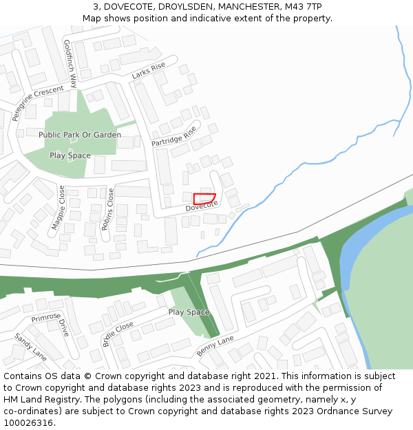 3, DOVECOTE, DROYLSDEN, MANCHESTER, M43 7TP: Location map and indicative extent of plot