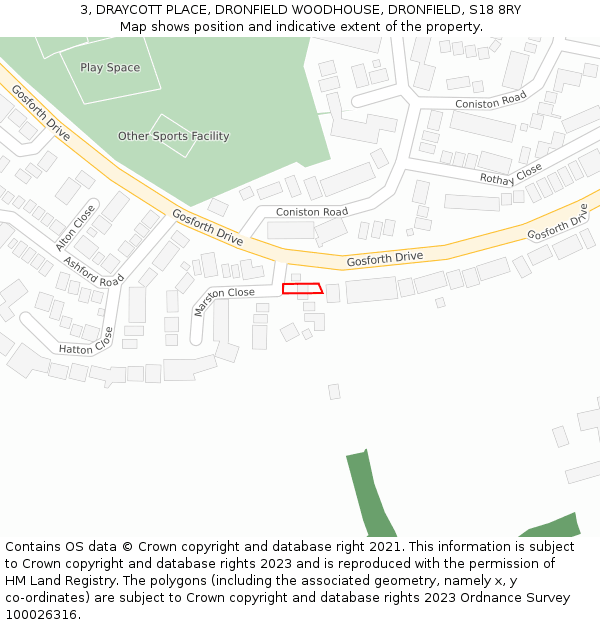 3, DRAYCOTT PLACE, DRONFIELD WOODHOUSE, DRONFIELD, S18 8RY: Location map and indicative extent of plot