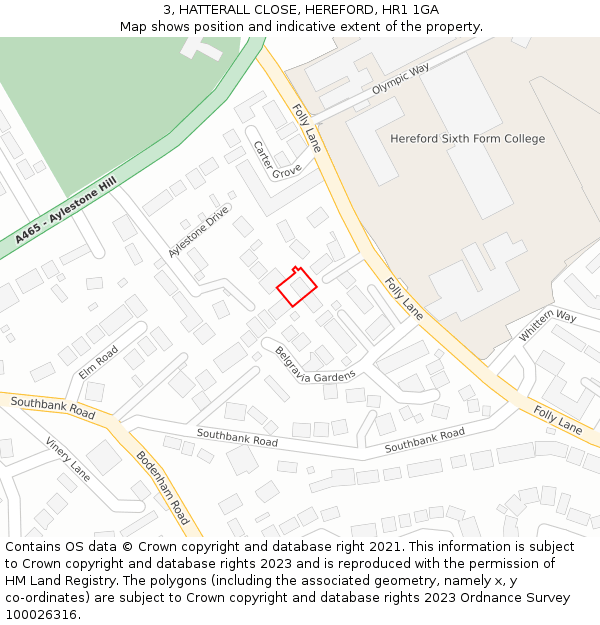 3, HATTERALL CLOSE, HEREFORD, HR1 1GA: Location map and indicative extent of plot