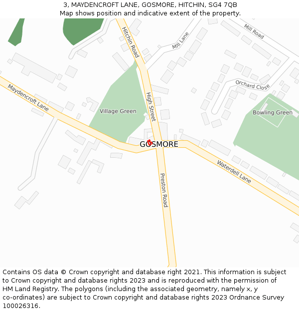 3, MAYDENCROFT LANE, GOSMORE, HITCHIN, SG4 7QB: Location map and indicative extent of plot
