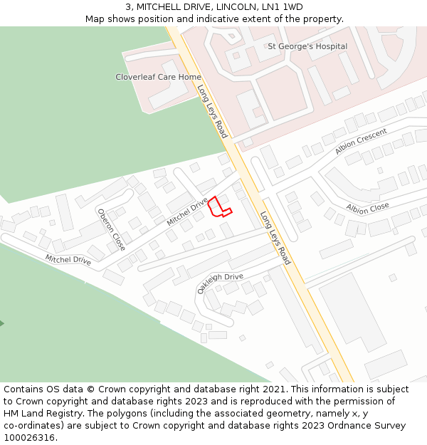 3, MITCHELL DRIVE, LINCOLN, LN1 1WD: Location map and indicative extent of plot