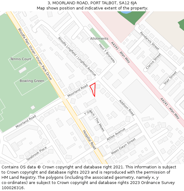 3, MOORLAND ROAD, PORT TALBOT, SA12 6JA: Location map and indicative extent of plot