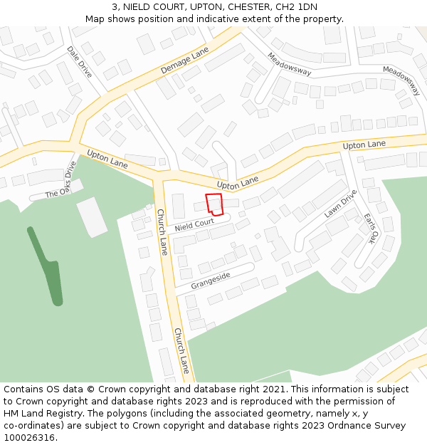 3, NIELD COURT, UPTON, CHESTER, CH2 1DN: Location map and indicative extent of plot