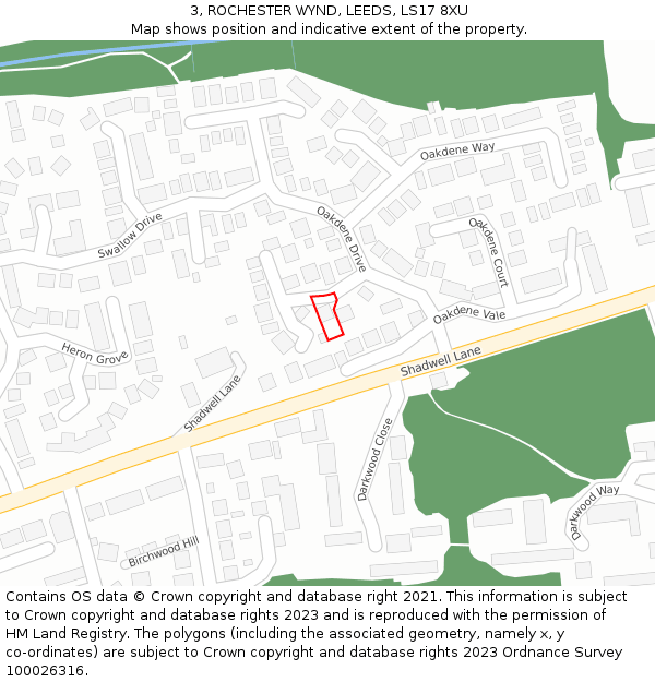 3, ROCHESTER WYND, LEEDS, LS17 8XU: Location map and indicative extent of plot