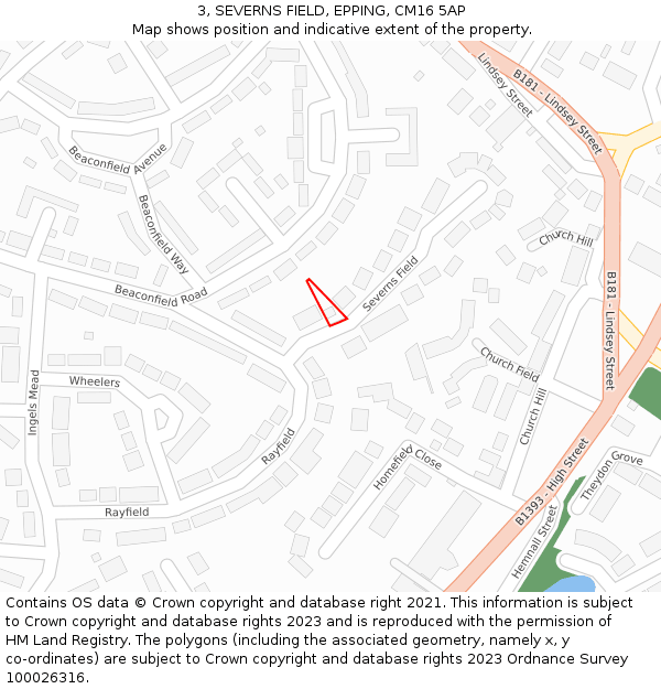 3, SEVERNS FIELD, EPPING, CM16 5AP: Location map and indicative extent of plot