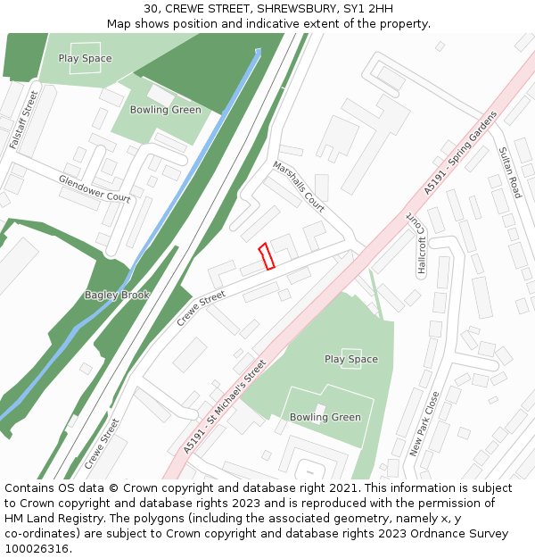30, CREWE STREET, SHREWSBURY, SY1 2HH: Location map and indicative extent of plot
