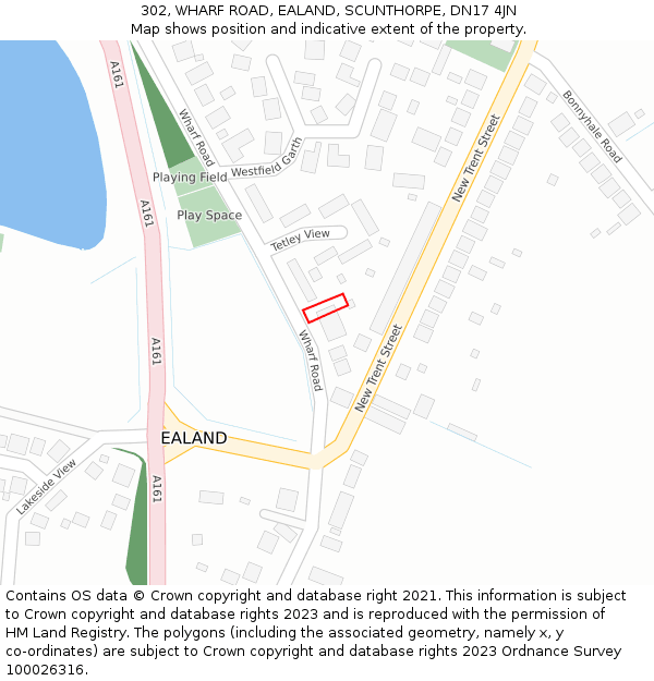 302, WHARF ROAD, EALAND, SCUNTHORPE, DN17 4JN: Location map and indicative extent of plot