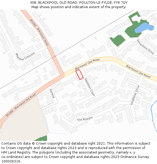 308, BLACKPOOL OLD ROAD, POULTON-LE-FYLDE, FY6 7QY: Location map and indicative extent of plot