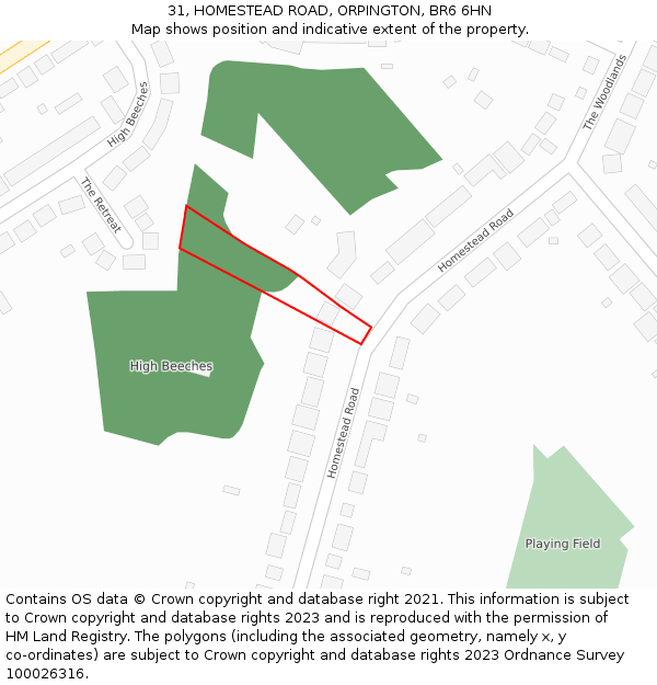 31, HOMESTEAD ROAD, ORPINGTON, BR6 6HN: Location map and indicative extent of plot