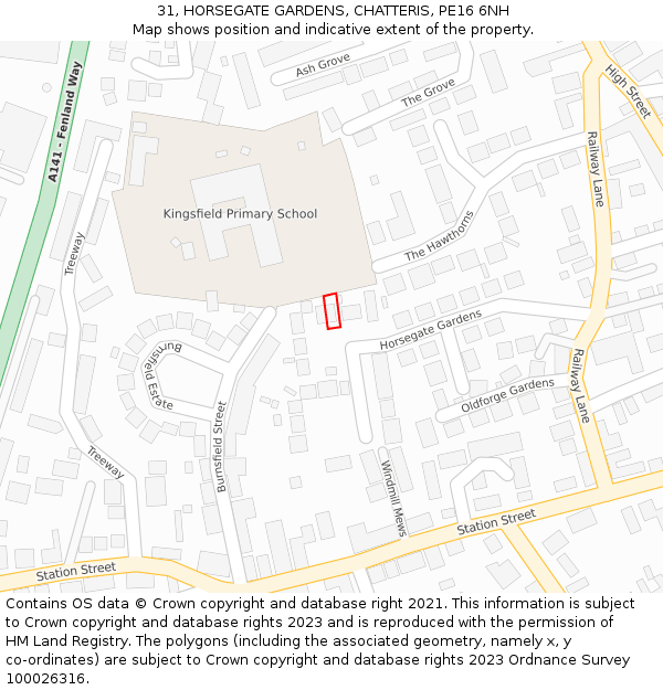 31, HORSEGATE GARDENS, CHATTERIS, PE16 6NH: Location map and indicative extent of plot