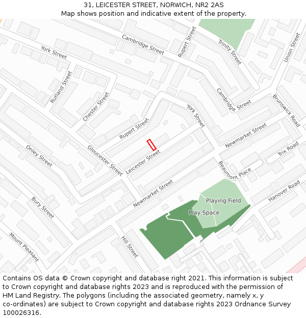 31, LEICESTER STREET, NORWICH, NR2 2AS: Location map and indicative extent of plot