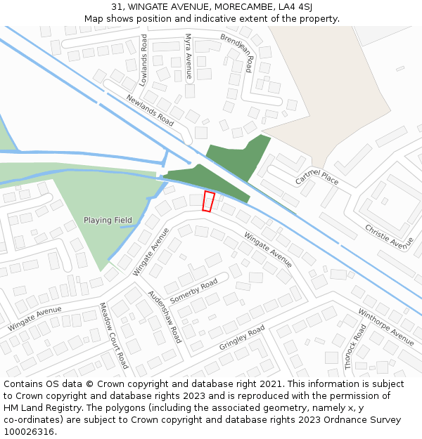 31, WINGATE AVENUE, MORECAMBE, LA4 4SJ: Location map and indicative extent of plot