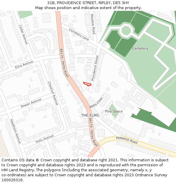 31B, PROVIDENCE STREET, RIPLEY, DE5 3HY: Location map and indicative extent of plot