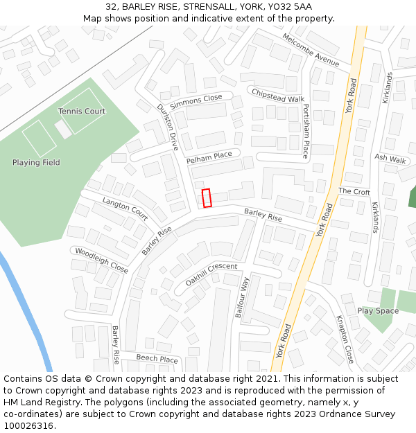 32, BARLEY RISE, STRENSALL, YORK, YO32 5AA: Location map and indicative extent of plot
