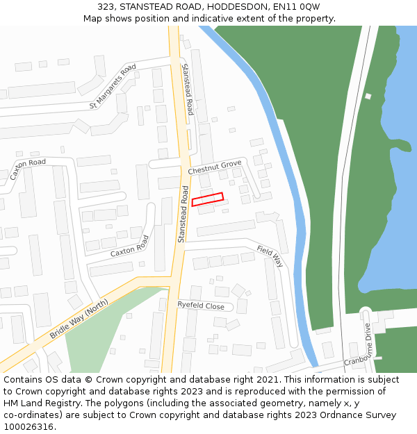323, STANSTEAD ROAD, HODDESDON, EN11 0QW: Location map and indicative extent of plot