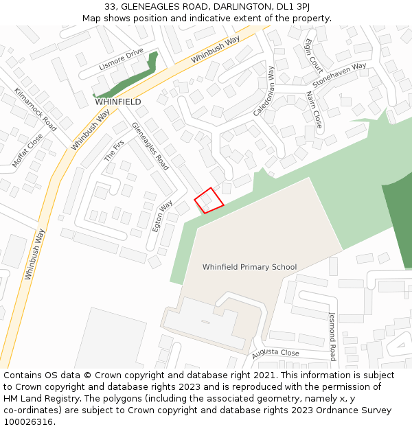33, GLENEAGLES ROAD, DARLINGTON, DL1 3PJ: Location map and indicative extent of plot