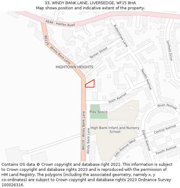 33, WINDY BANK LANE, LIVERSEDGE, WF15 8HA: Location map and indicative extent of plot