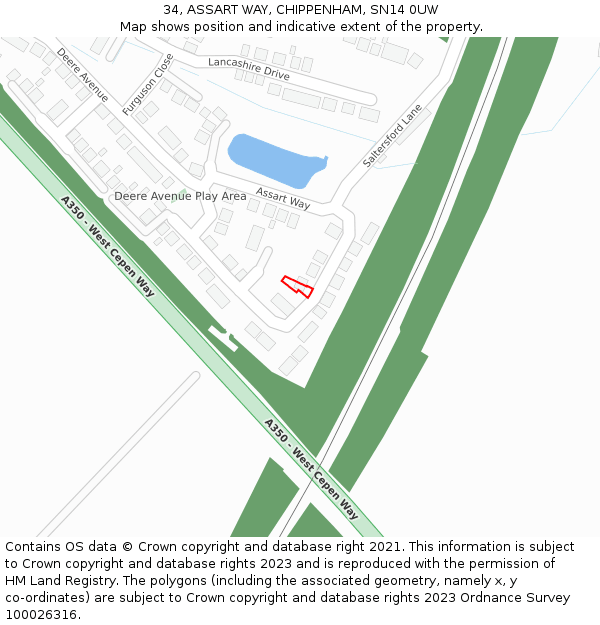 34, ASSART WAY, CHIPPENHAM, SN14 0UW: Location map and indicative extent of plot