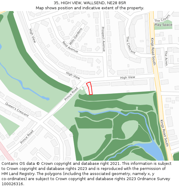 35, HIGH VIEW, WALLSEND, NE28 8SR: Location map and indicative extent of plot