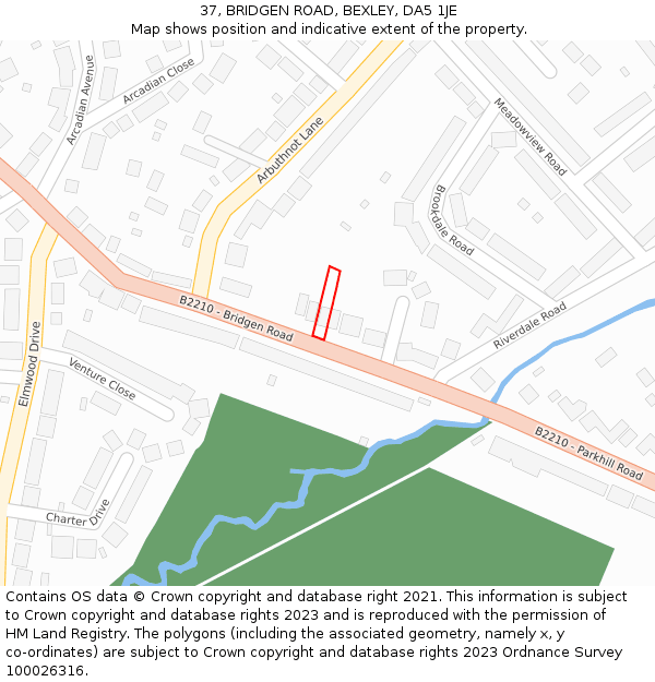 37, BRIDGEN ROAD, BEXLEY, DA5 1JE: Location map and indicative extent of plot