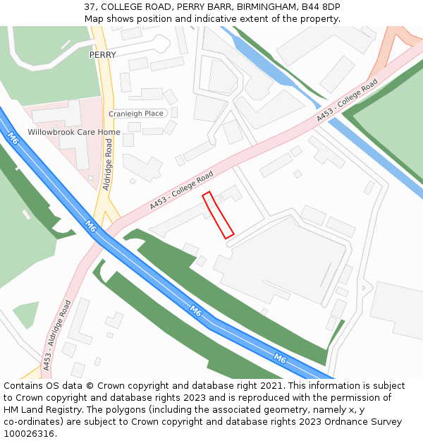 37, COLLEGE ROAD, PERRY BARR, BIRMINGHAM, B44 8DP: Location map and indicative extent of plot