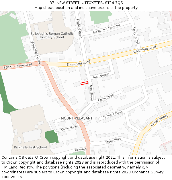 37, NEW STREET, UTTOXETER, ST14 7QS: Location map and indicative extent of plot